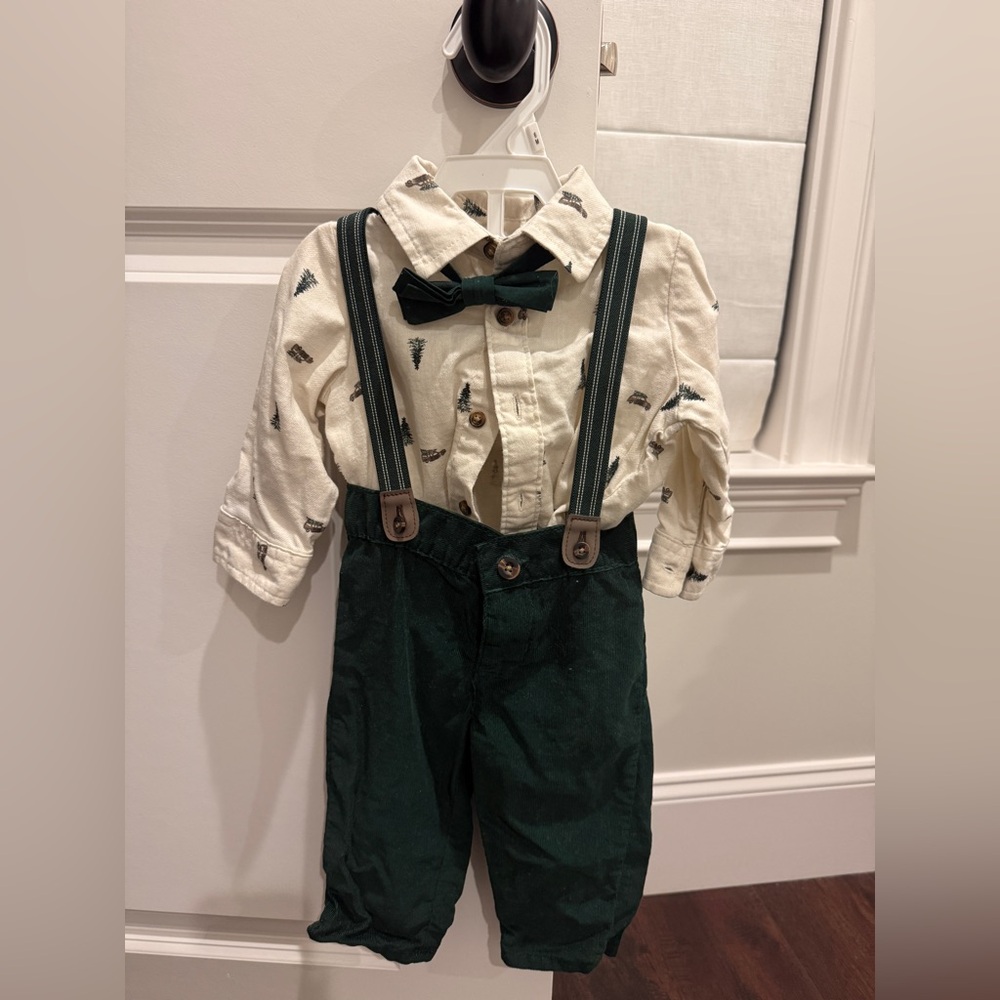 Carters Christmas suspenders outfit